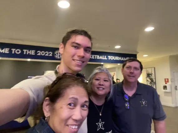 L to R: Selina Millora, Quentin Millora-Brown, parents Rosette Millora and Bryan Brown in Tampa for SEC Tournament (Photo submitted.)