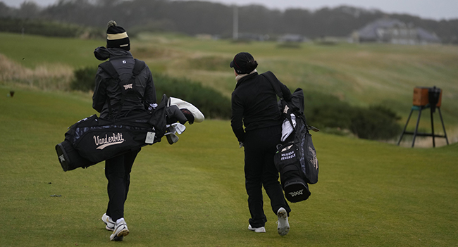 Womens golf team members on course in Scotland