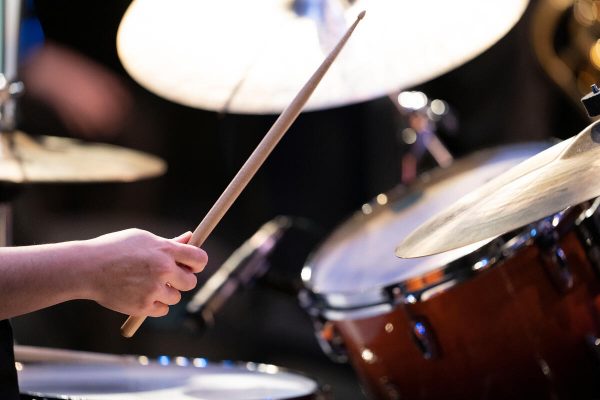 Musician drumming