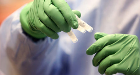 Seth Zost, PhD, a research fellow, tries to make copies of a coronavirus receptor to be used as a target to identify antibodies capable of binding to and neutralizing the virus Tuesday, February 11, 2020 in the Vanderbilt Vaccine Center at Vanderbilt University Medical Center in Nashville, Tennessee.