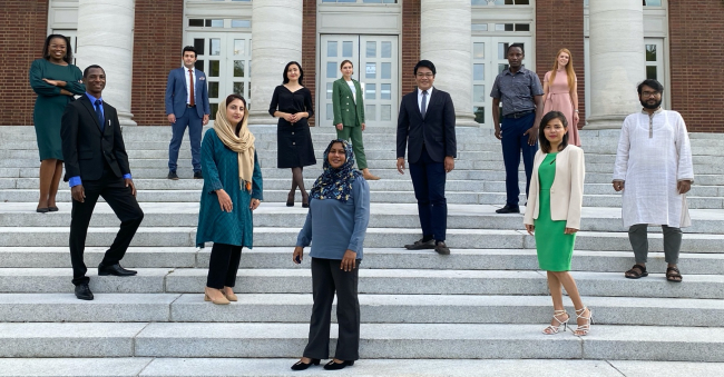 The 2021-22 Humphrey Fellows at the Wyatt Center on the Vanderbilt Peabody College campus.