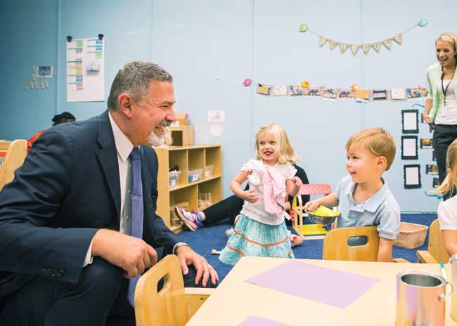 yudin Michael Yudin interacts with young students at the Susan Gray School. (Joe Howell/Vanderbilt)