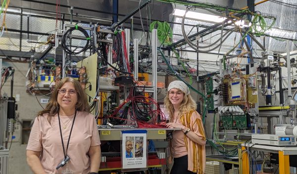 Julia Velkovska and Lauren Kasper at Fermilab in Batavia, Illinois.