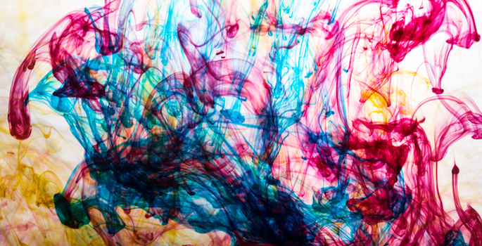 Acrylic colors and ink in water. Abstract background.