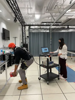 Lauren Grohowski and a fellow student researcher in the Biomechanics and Assistive Technology lab of Karl Zelik. (Submitted photo)