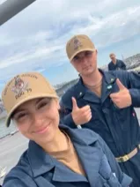 Blake Christiansen and Stella Ribaudo (USNA ‘24) aboard the USS OSCAR AUSTIN (DDG79).