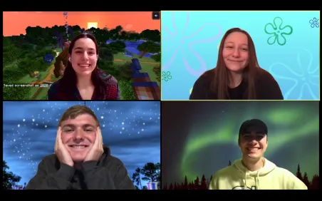 Christiansen and friends chat during COVID.