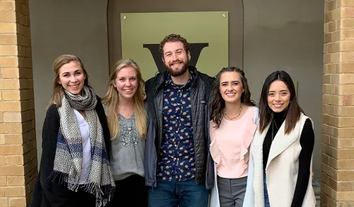Community Research and Action Fifth-Year Doctoral Cohort, left to right: Krista Haapanen, KT Wiley, Jordan Jurinsky, Rachel Hanebutt and Catherine Gonzalez (Submitted photo)