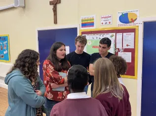 Talking about studying music with students from St. Columba's School in Leeds