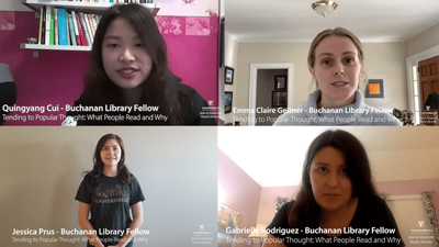 Screenshots of the Buchanan Fellows for 'Tending to Popular Thought'