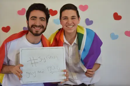 Musbah Shaheen (left) participates in an event at the K.C. Potter Center.