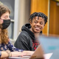 Bryce Emanuel in David Weintraub’s communication of science and technology (CSET) class.