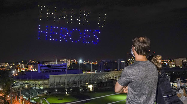 Thank you heroes drone light display