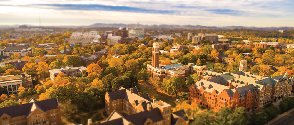 aerial view of Vanderbilt's campus in fall