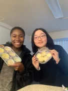 Baking with a friend when Chen was living on campus before COVID.