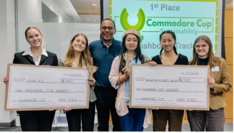 Winners of the Commodore Cup pose with David A. Owens, Evans Family Executive Director of the Wond’ry.