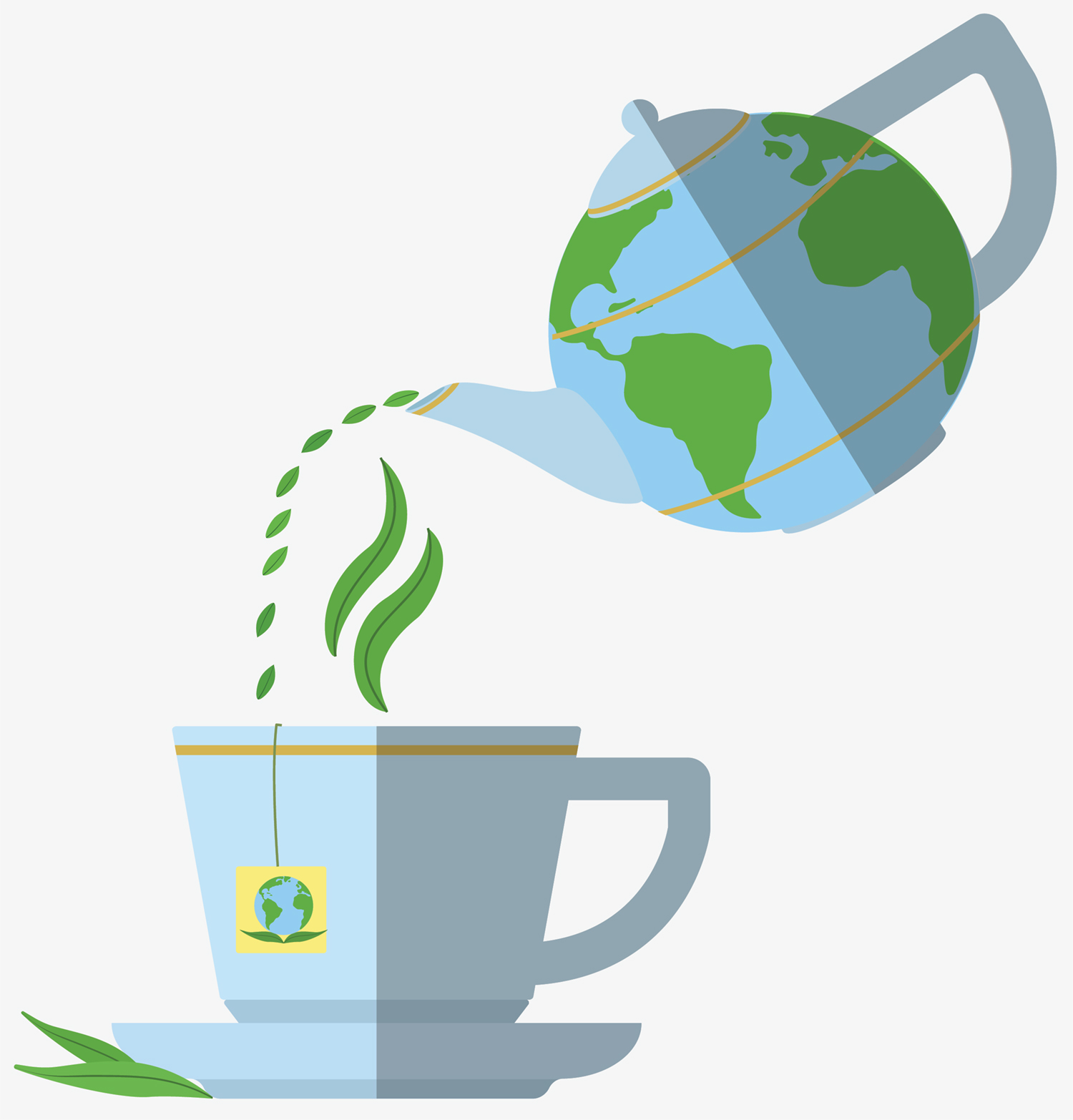 illustration of teapot shaped like a globe