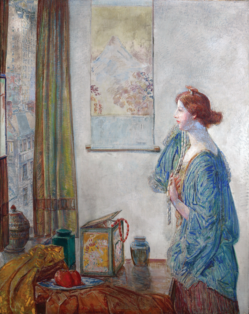 The Skyscraper Window (1934) by American painter Childe Hassam was loaned to Nashville’s Frist Center for the Visual Arts for a 2000 exhibit.