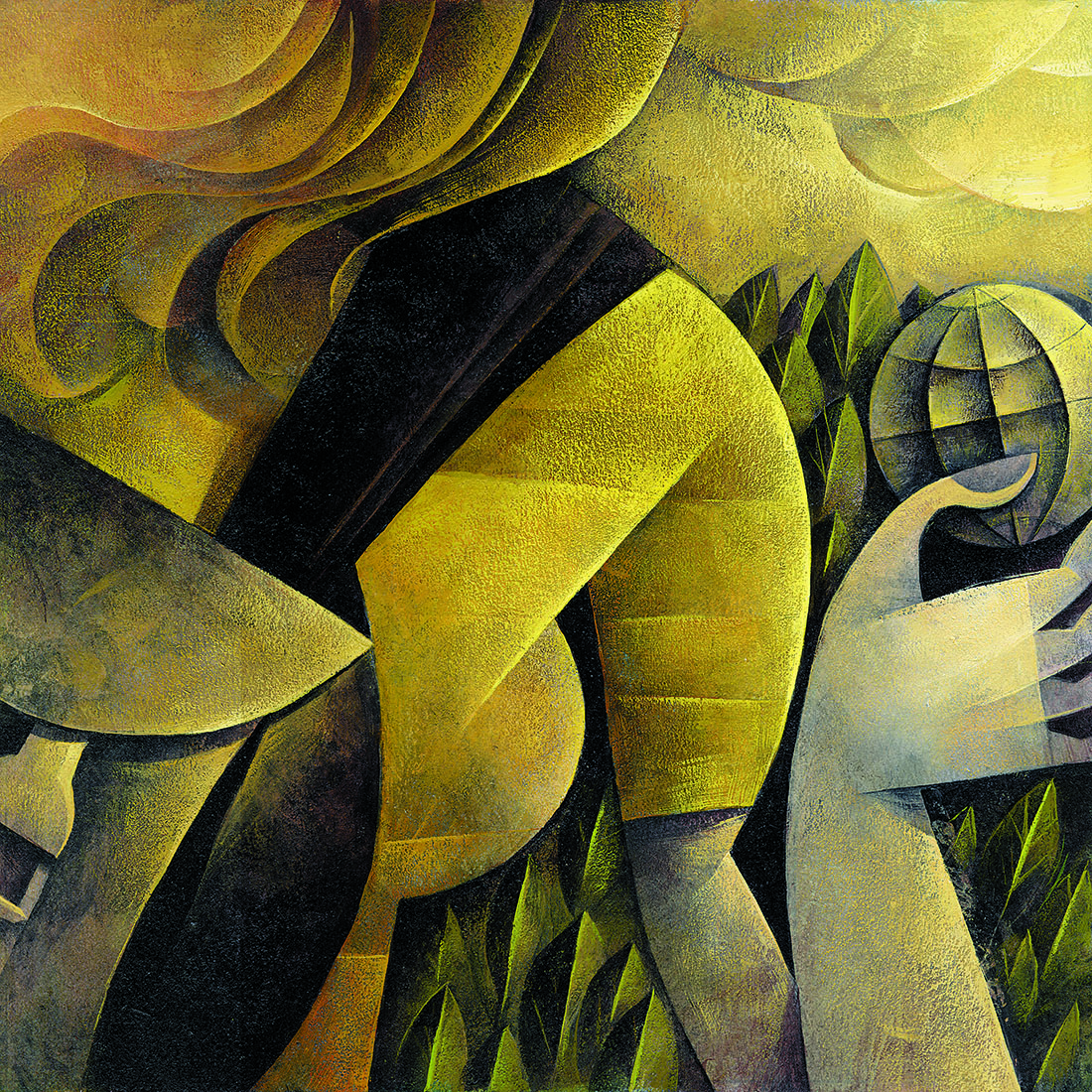 illustration of female backpacker holding globe