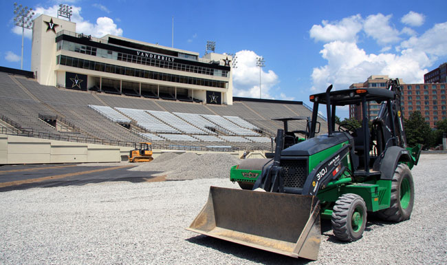 The installation of a new lighting system at Vanderbilt Stadium will close part of Natchez Trace July 23-27. (Brandon Barca/Vanderbilt)