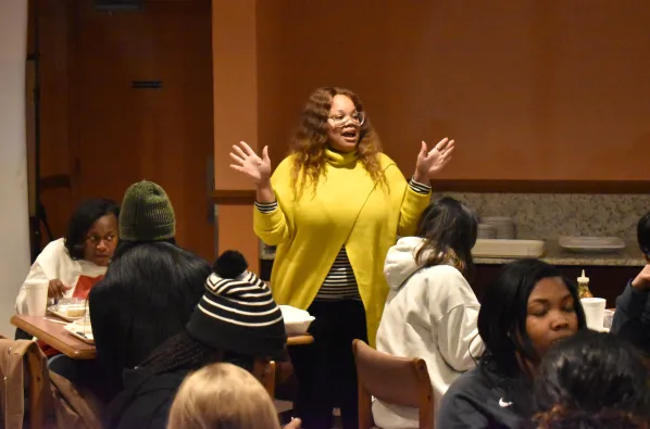 Director of Residential Experience Traci Ray speaking with participants on the Freedom Ride Tour (Jalen Blue/Vanderbilt)