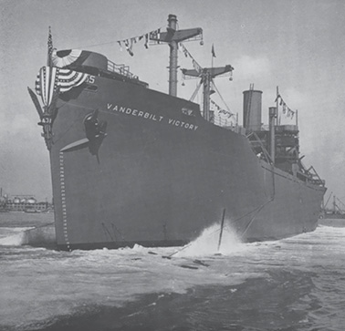 The SS Vanderbilt Victory at its 1945 launch.