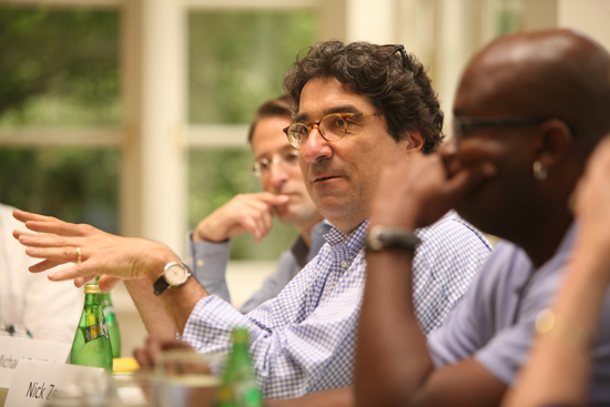 Chancellor Nicholas S. Zeppos (center) is leading an executive committee of faculty to discuss ideas and plan for the future of Vanderbilt. (Daniel Dubois/Vanderbilt)