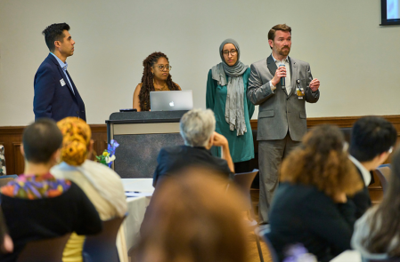 Mark Miller, far right, presents with fellow members of the Cal Turner Program for Moral Leadership. (Submitted photo)