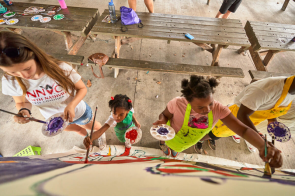 Watkins Park dedication of HOPE basketball Court with painting of Perry Wallace.