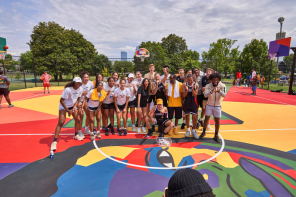 Watkins Park dedication of HOPE basketball Court with painting of Perry Wallace.