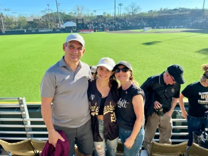 Rachael Perrotta and her parents attended a Commodores baseball game. (Submitted photo)