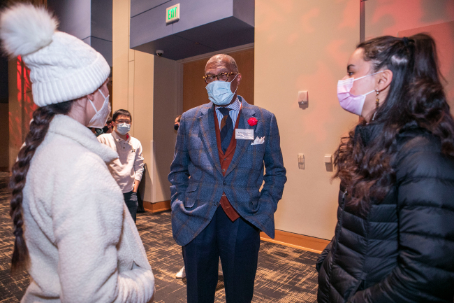 Vice Chancellor André Churchwell and students.