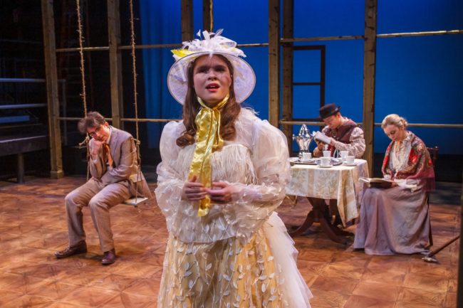 (Left to right) Jared Schmidt (Vanya), Kacy Jones (Yelena), Richard Zhang (Telegin), Chloe Hodge (Maria Vasilyevna) (courtesy of Phillip Franck/Vanderbilt University)