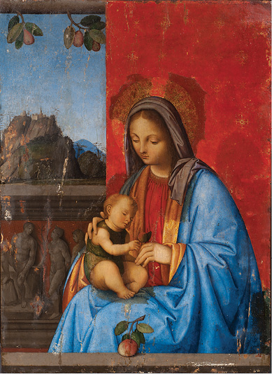 Restored painting of Madonna and child