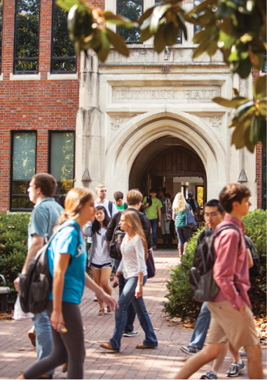 Photo of students outside Buttrick Hall
