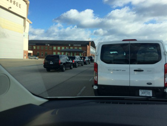 A view of the presidential motorcade during President Obama's Dec. 9 visit to Nashville. (photo courtesy of Max Pendergraph)