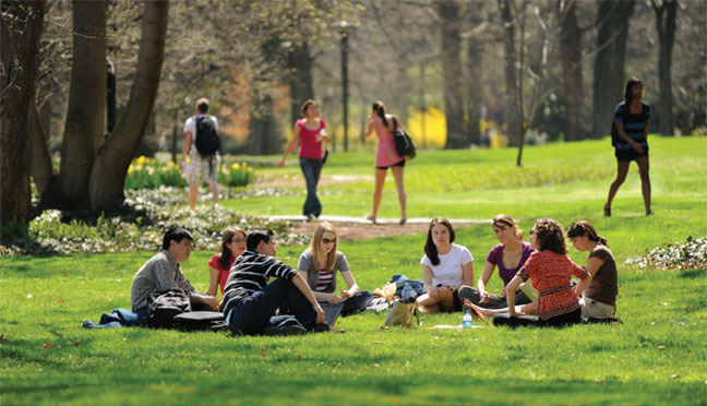 students learning outside