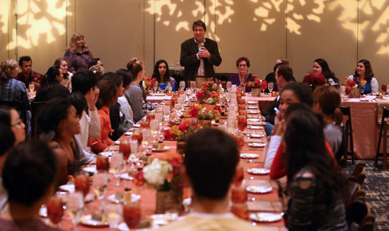 Zeppos_Thanksgiving_2015 Chancellor Nicholas S. Zeppos and his wife, Lydia, hosted students for an early Thanksgiving dinner Nov. 23 at the Student Life Center.