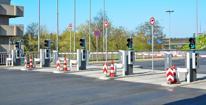 traffic barrier arm at commercial property entrance