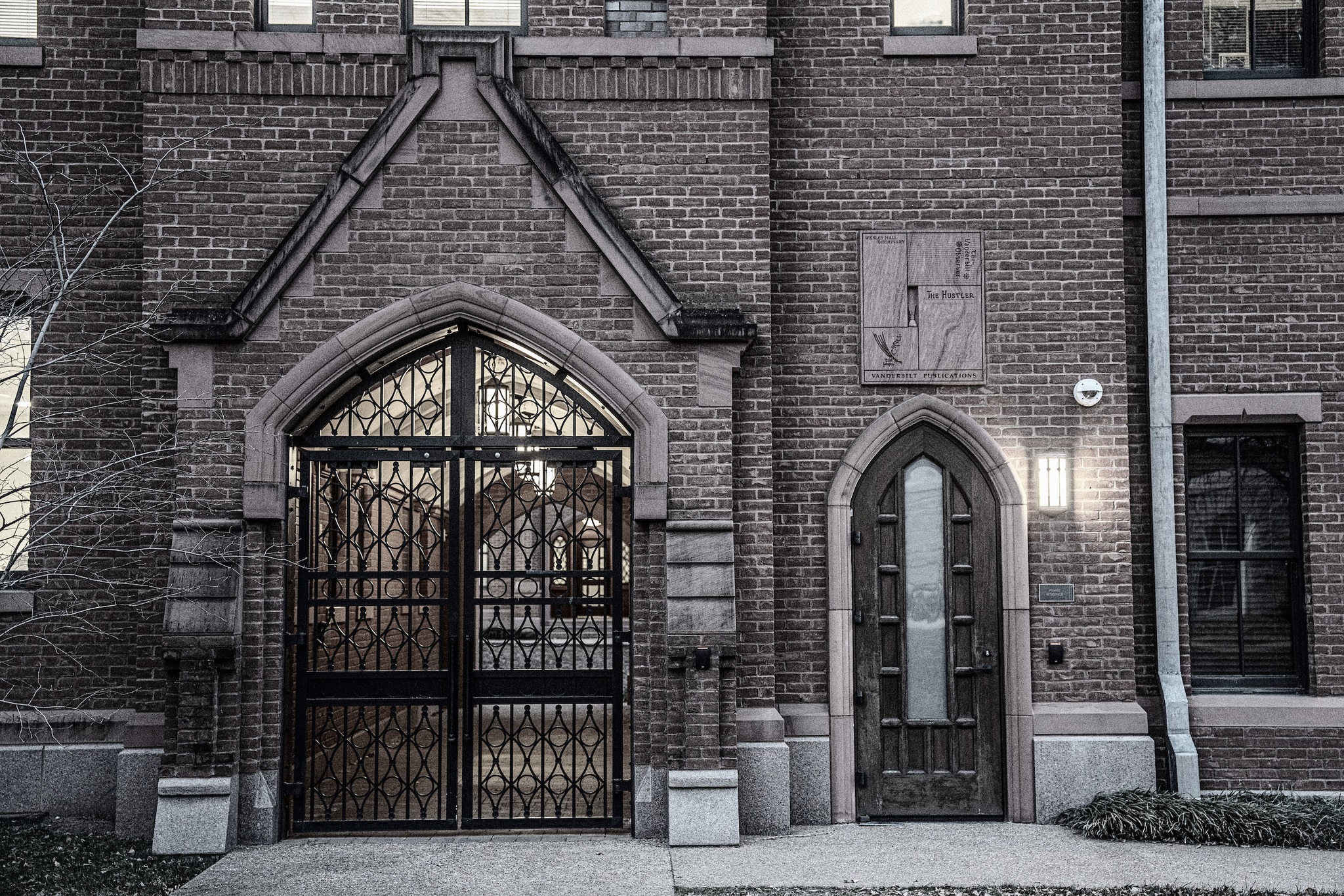 A building on campus at night