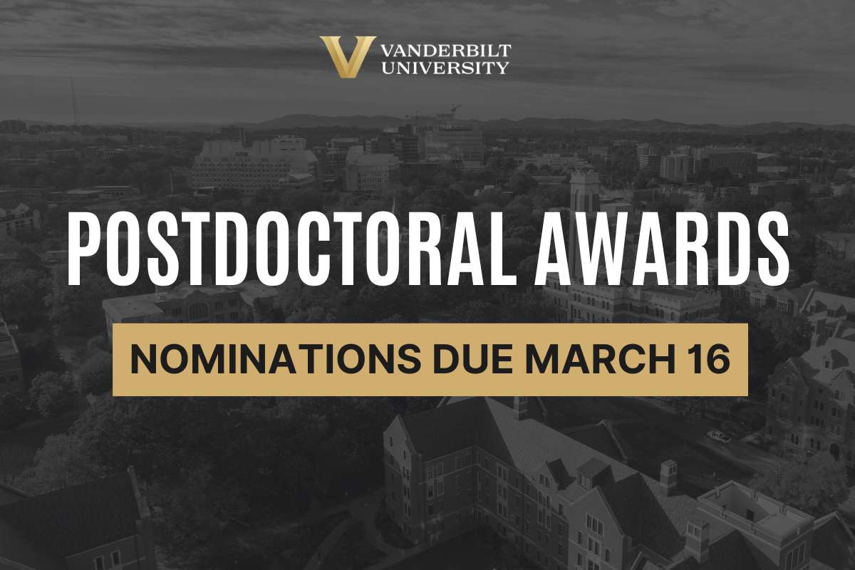 Image text reads: "Postdoctoral Awards: Nominations due March 16."