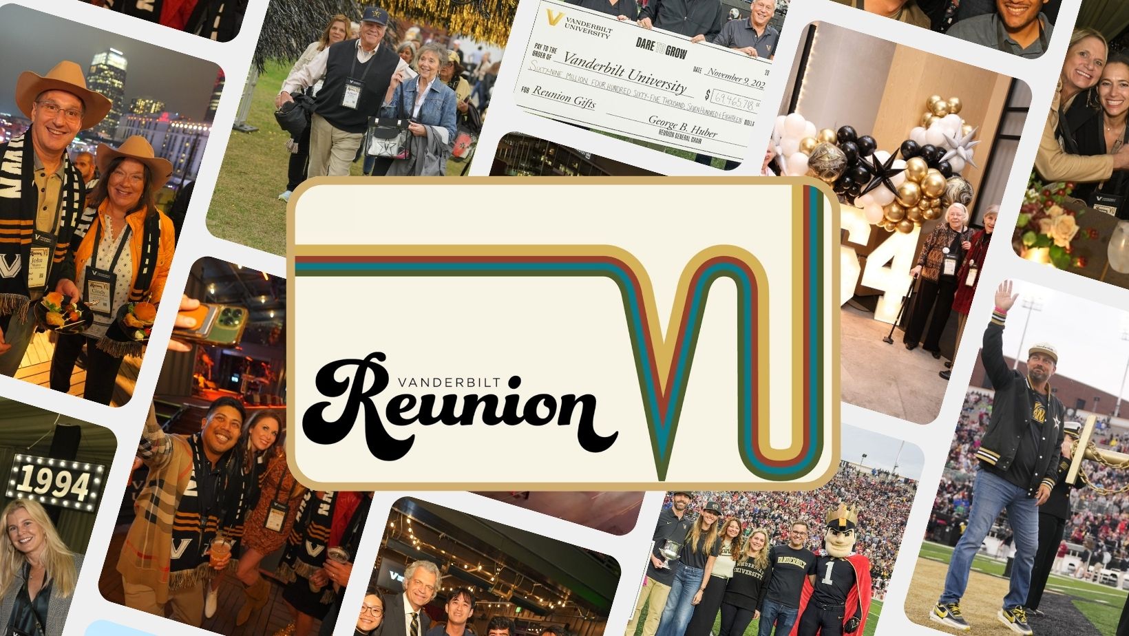 Image text reads: "Vanderbilt Reunion" over a collage of images from Reunion and Homecoming weekend. 