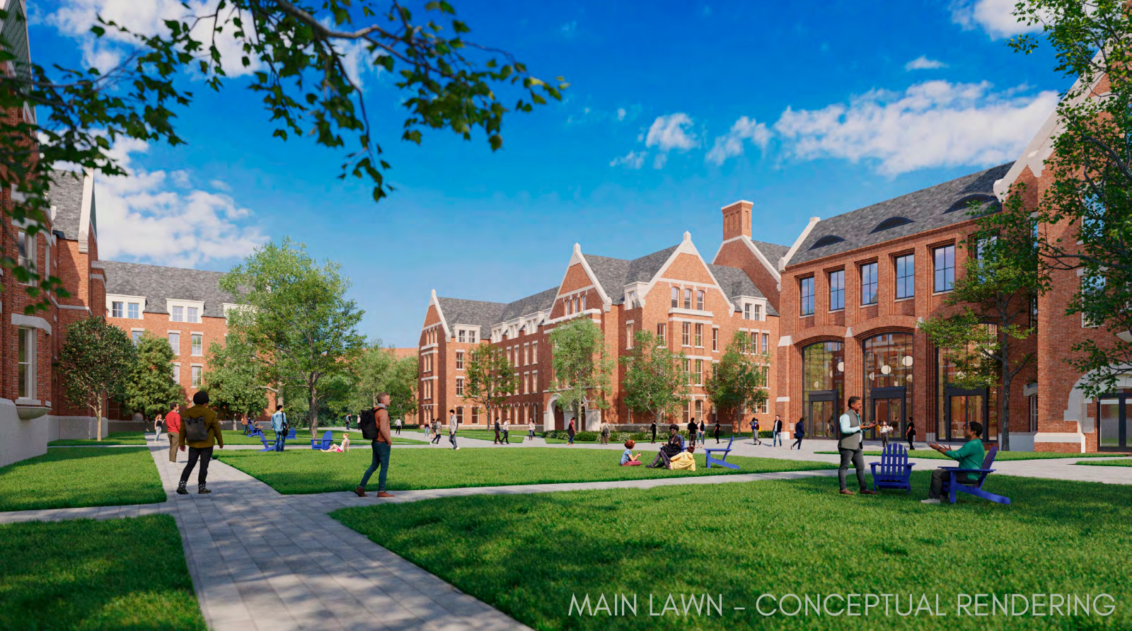 Conceptual rendering of the Central Neighborhood main lawn (subject to board approval)