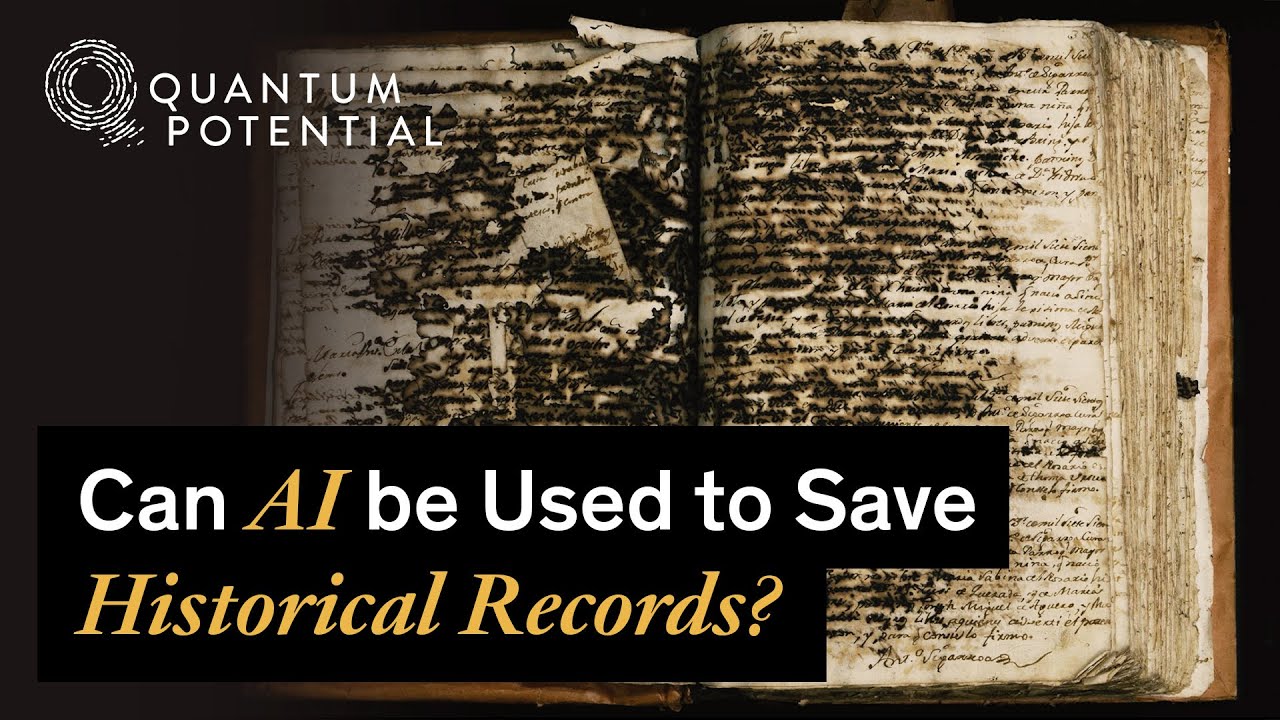 Video thumbnail for Quantum Potential video 'AI Unearths Untold Stories" featuring an image of pages from the Slave Societies Digital Archive