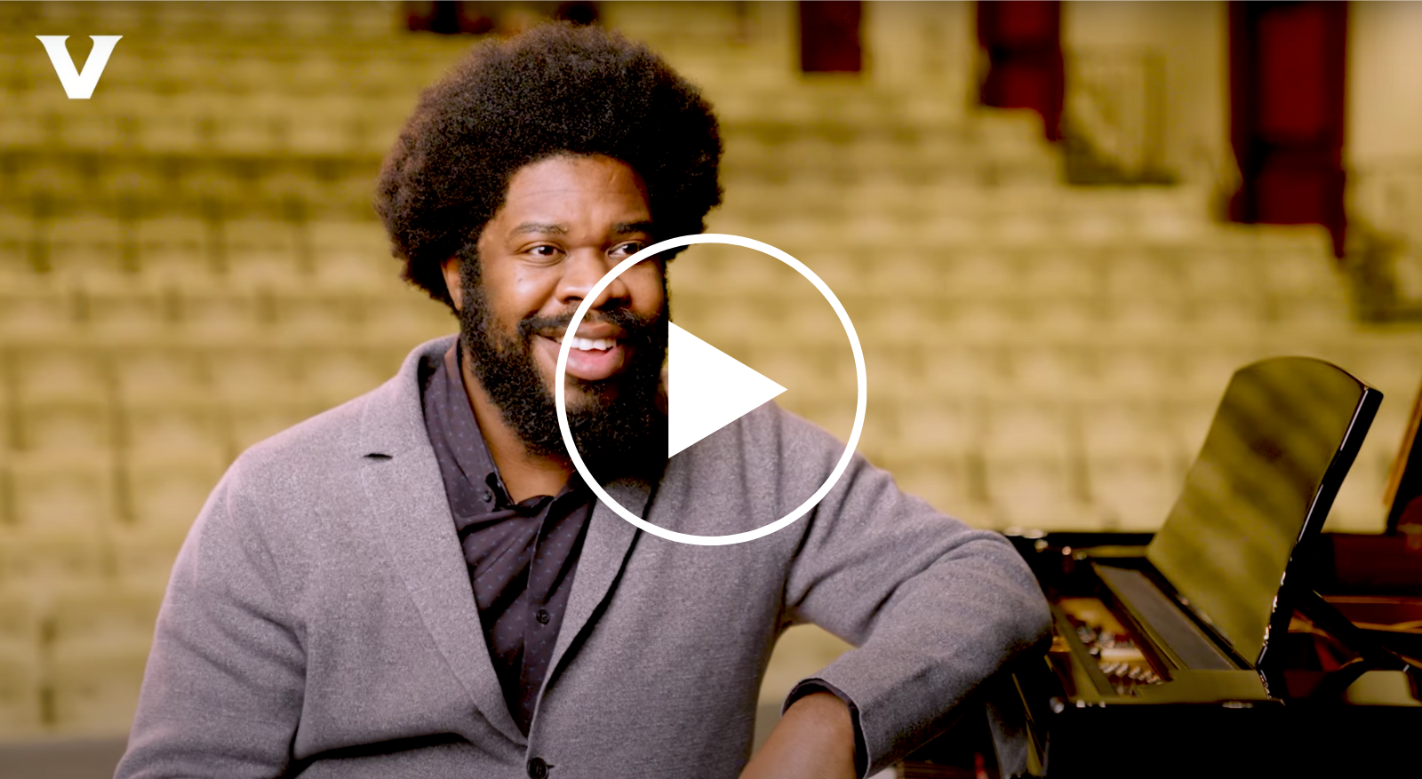 Video still of a social media video highlighting Grammy-winning Blair faculty member Dashon Burton.