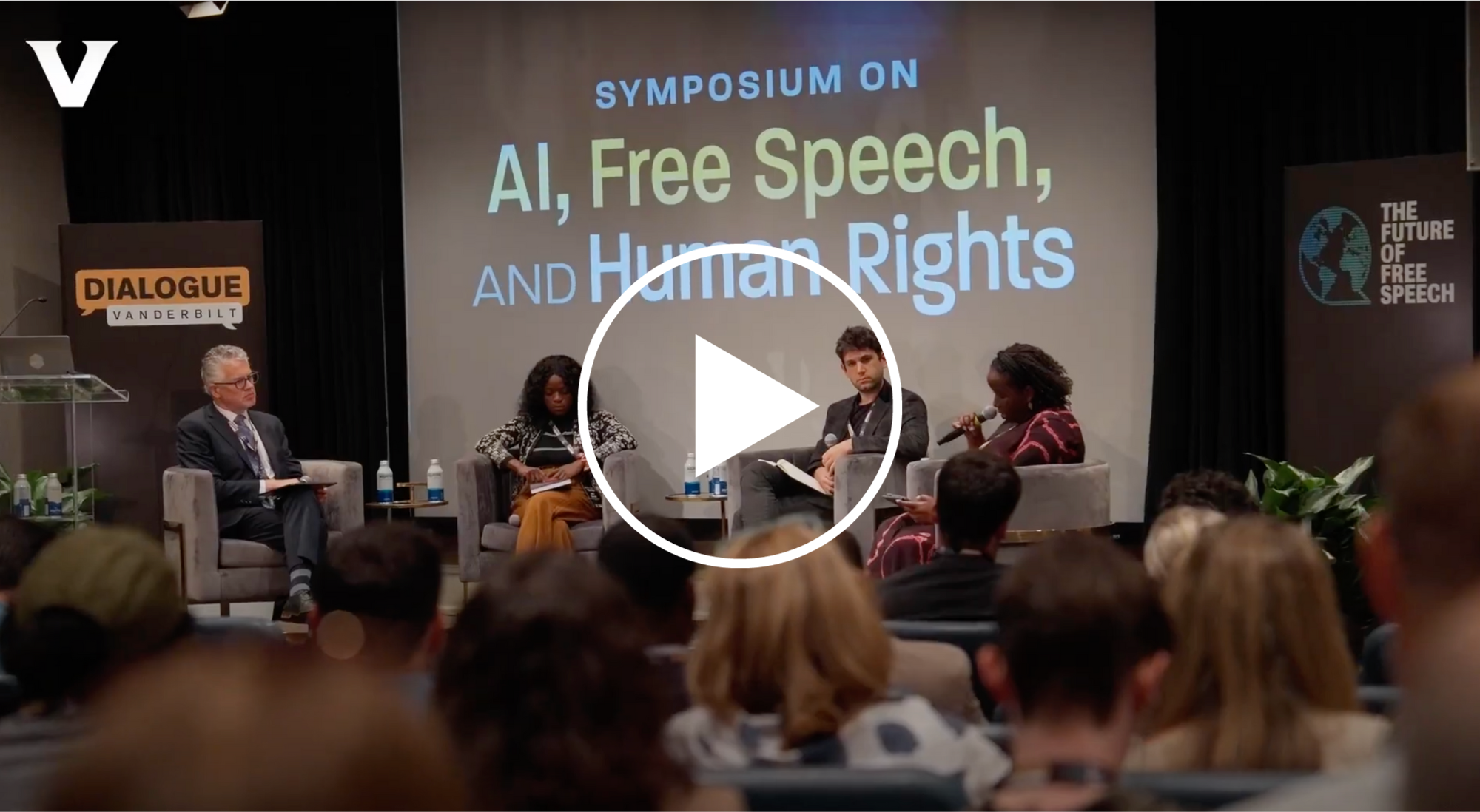 Screengrab of a Dialogue Vanderbilt video from the AI, Free Speech and Human Rights symposium