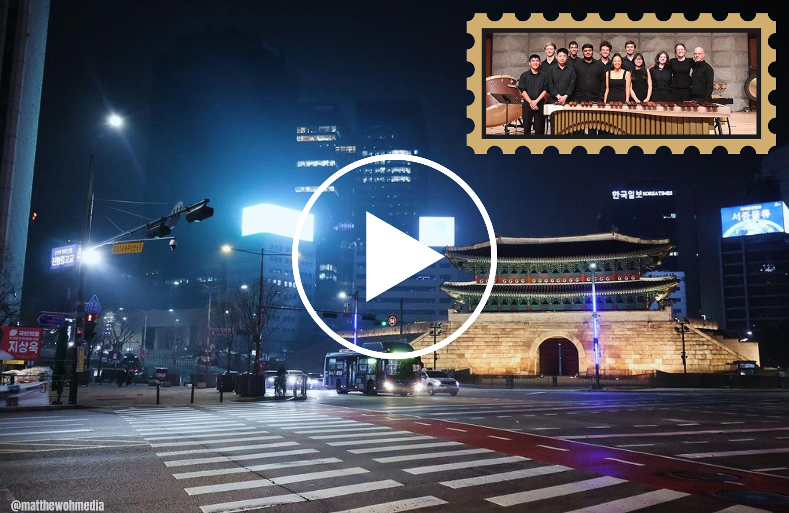 Video still from percussion student trip to South Korea