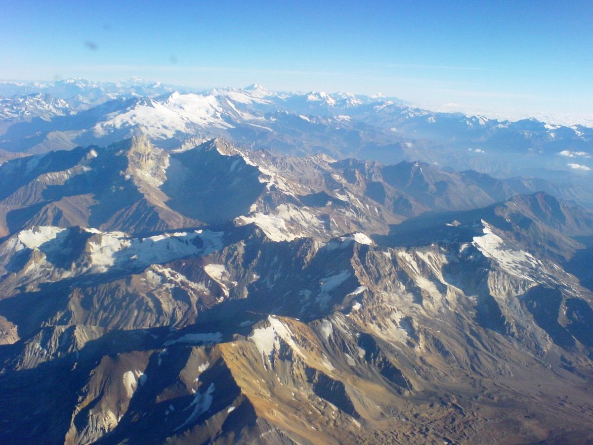 Aerial image of the Andes Mountain region