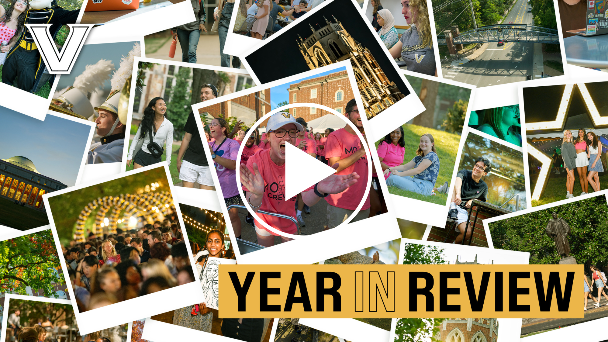 Screengrab of Year in Review video still featuring a collage of images from 2023's top stories