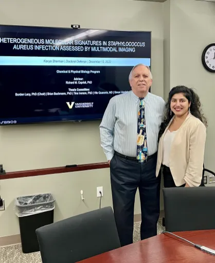 Professor Richard Caprioli and Kavya Sharman after her successful thesis defense in December 2022 (Submitted photo)